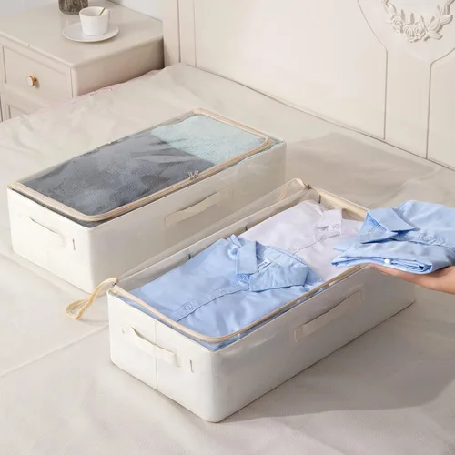 Vista 2 de Contenedores de almacenamiento para debajo de la cama, caja de almacenamiento de tela Oxford, contenedor resistente para debajo de la cama