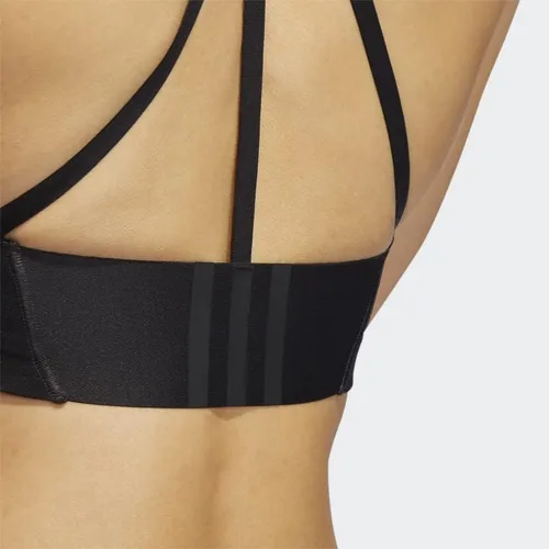 Vista 9 de adidas Sujetador de 3 rayas para mujer Yoga Studio Light Support 4 Elements, Carbon