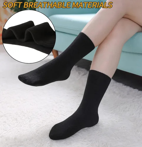 Vista 5 de SDBING Women's Thick Cotton Socks Soft Cotton Winter Warm Crew Socks for Women