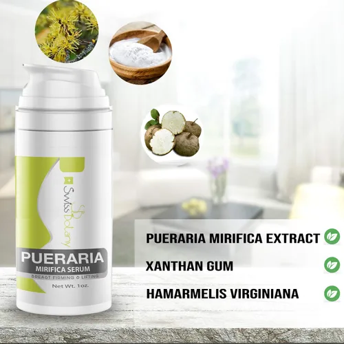 Vista 5 de Swiss Botany Pueraria Mirifica Serum para mejorar los senos – Crema natural reafirmante y levantadora de senos para mujeres y hombres 2 x 1 oz