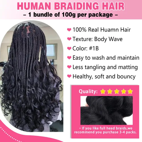 Vista 3 de Liqusee Cabello Humano para Trenzar 3.53 oz Un Paquete 14 Pulgadas Negro Natural Ondulado Rizado a Granel Cabello Humano para Trenzar Sin Trama 100%