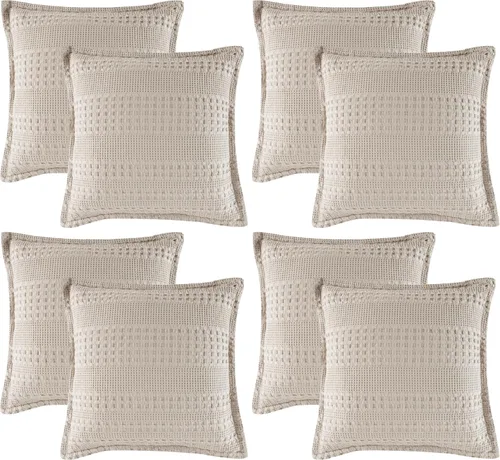 Vista 68 de PHF Fundas de almohada 100% algodón con tejido de gofre de 24 x 24 pulgadas, paquete de 2 fundas cuadradas para decoración elegante del hogar, sin