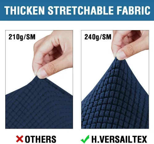 Vista 2 de H.VERSAILTEX Fundas de sofá azul marino para sofá de 3 cojines, fundas de sofá biplaza para sofá de 2 cojines