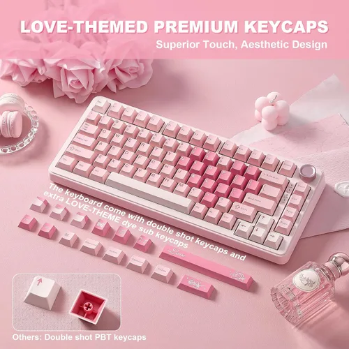 Vista 7 de YUNZII Teclado mecánico inalámbrico B75 PRO, diseño del 75 % con perilla, estructura personalizada de junta de intercambio en caliente