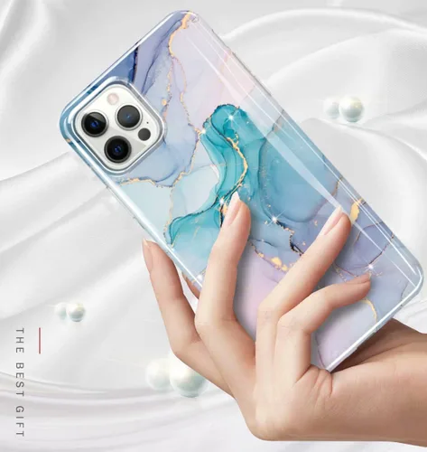 Vista 2 de luolnh Funda dorada brillante compatible con iPhone 12 y iPhone 12 Pro de 6.1 pulgadas, diseño de mármol, a prueba de golpes, de silicona suave