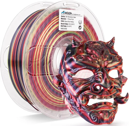 Vista 33 de AMOLEN Filamento PLA de Seda para Impresora 3D, Filamento PLA Kingfisher Rainbow Multicolor Brillante 1.75mm, Filamento de Impresión 3D PLA