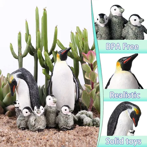 Vista 4 de EOIVSH 12 figuras de juguete de animales polares de plástico, figuras realistas de animales árticos para niños, juego de juguetes educativos
