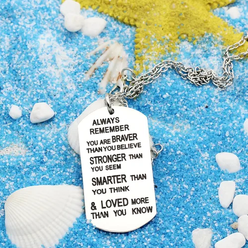 Vista 4 de lauhonmin Collar con colgante Always Remember You Are BraverStrongerSmarter Than You Think - Collar con colgante unisex para amigos de la familia
