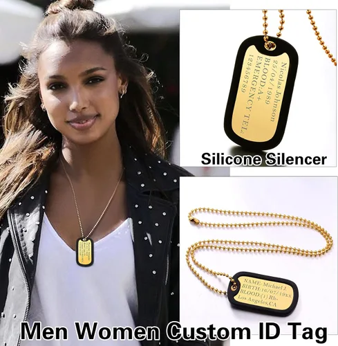 Vista 6 de U7 Collar con foto personalizada para hombres y mujeres, joyería de regalo personalizada de acero inoxidablechapado en oro, colgante de placa