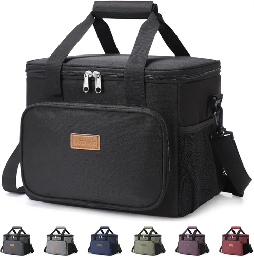 Vista 32 de Lifewit Lonchera mediana aislada, suave y refrigerante, para adultos, hombres y mujeres, color negro, 12 latas (9L)