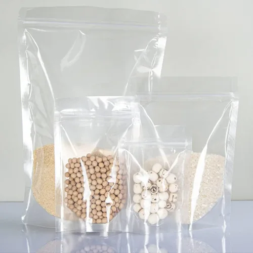 Vista 8 de Paquete de 100 bolsas transparentes de pie con cremallera, bolsa de embalaje de alimentos de frutas secas, bolsa de sellado transparente a prueba