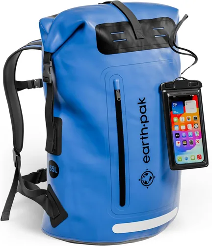 Vista 19 de Earth Pak Mochila impermeable - Mochila de senderismo resistente - Bolsa con cierre enrollable - Bolsa seca acolchada con carcasa impermeable