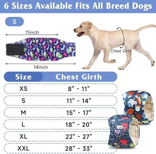 Vista 5 de Pañales para perros machos, bandas para el vientre para perros machos, alta absorción, extra pequeñas, para perritos y cachorros en incontinencia