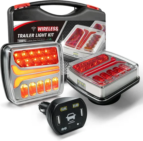 Vista 8 de NeaLia CD28 Magnetic Wireless Trailer Lights, Rechargeable Tow Light Kit Rojo