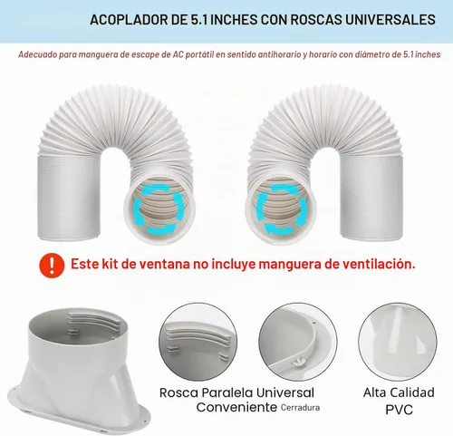 Vista 3 de Kit de ventana de aire acondicionado portátil, placa de kit de ventilación de ventana deslizante vertical/horizontal ajustable para unidad de AC