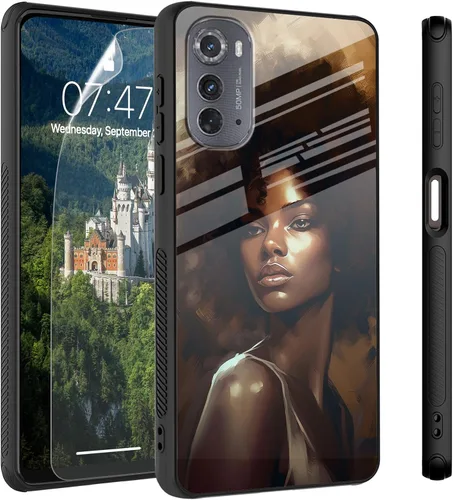 Vista 72 de Funda para Motorola Moto Edge 2022, cubierta trasera de vidrio templado con protector de pantalla, protección a prueba de golpes para Motorola Moto