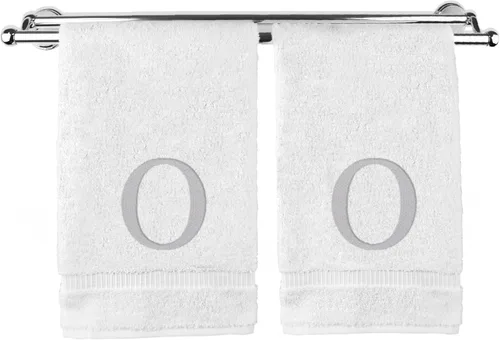 Vista 27 de Toalla de mano monogramada, regalo personalizado, juego de 2 - Toalla bordada con letra de bloque dorada - Extra absorbente 100% algodón turco