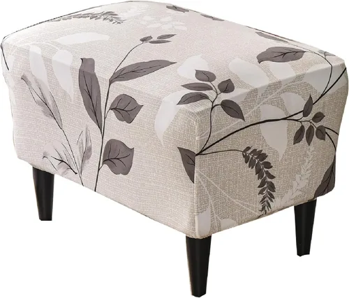 Vista 17 de KRFOONN Fundas otomanas elásticas y rectangulares para reposapiés, fundas impresas para taburetes de pies, protector de muebles con parte inferior