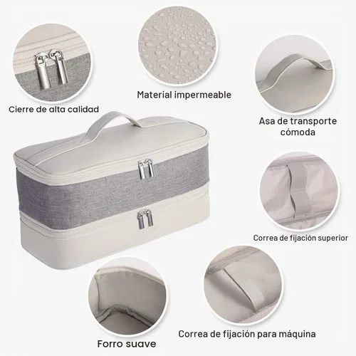 Vista 3 de Funda de viaje Airwrap de doble capa para Shark Flexstyle, funda de transporte para Shark 430/440 Flexstyle, bolsa de viaje para Shark Gris claro