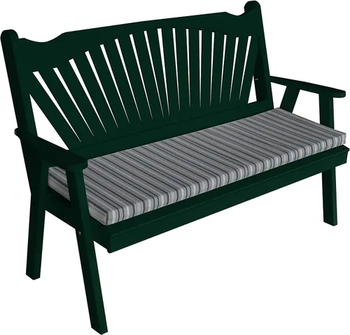 Vista 11 de Furniture Barn USA Pine - Banco de jardín Fanback de 4 pies, color negro