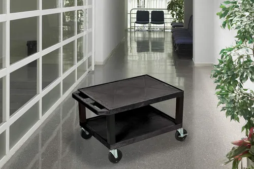 Vista 6 de Luxor Móvil Multiusos 16"H AV Carro Utilitario con 2 Estantes, Eléctrico - Negro