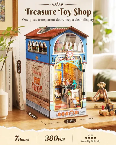 Vista 2 de Rolife Kit de rincón de libros rompecabezas de madera 3D DIY casa