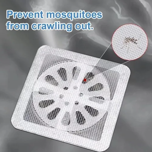 Vista 5 de 10 Pack Disposable Shower Drain Hair Catcher 4 x 4 in Mesh Sticker (30PC)