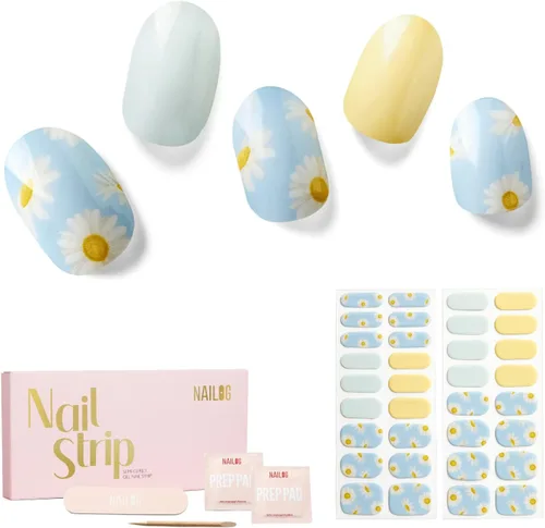 Vista 8 de NAILOG - Tiras de uñas de gel semicuradas 34 piezas Compra 2 y obtén 1 lámpara ultravioleta Calcomanías de esmalte de uñas duraderas con acabado