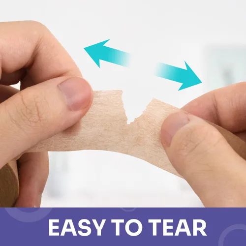Vista 3 de Cinta quirúrgica de papel bronceado de 1 pulgada x 10 yardas, cinta médica hipoalergénica, 4 rollos Sin látex, adherencia suave