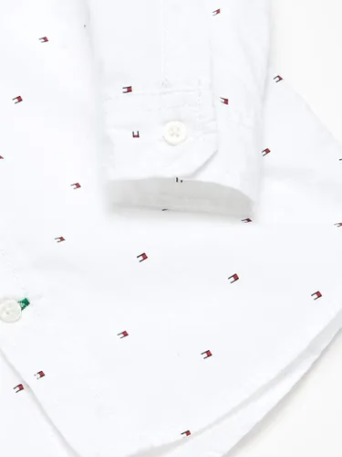 Vista 2 de Camisa tejida de manga larga, cuello y bolsillo en el pecho, 100 blanco