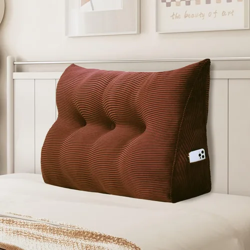 Vista 34 de Almohada de cuña para sentarse en la cama, almohada de lectura para adultos, soporte para respaldo, almohada de cabecero, sofá cama, cojín de Negro