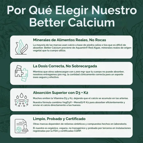 Vista 7 de Organics Ocean Better - Algas rojas de calcio derivadas con D3 y K2, 60 cápsulas