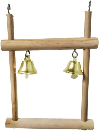Vista 4 de 8 piezas de loros de pájaro juguetes para masticar columpios con cuentas, juguetes de madera natural para escalada para mascotas, campanas