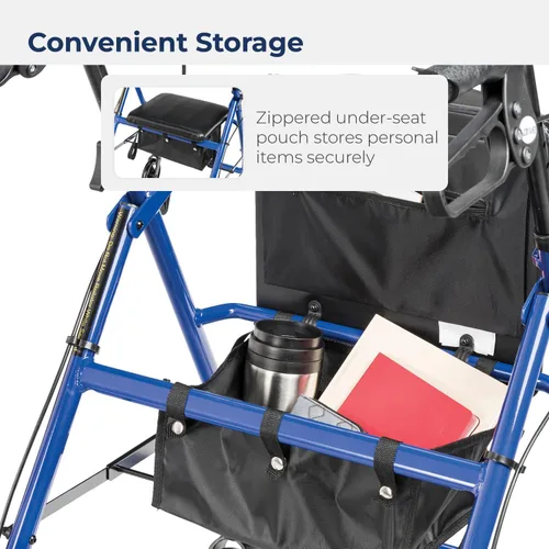 Vista 6 de Andador Drive Medical, de aluminio con ruedas, 7.5 pulgadas, R728BL, Universal, Azul, 1, 1 R728BL - Andador plegable con ruedas que incluye