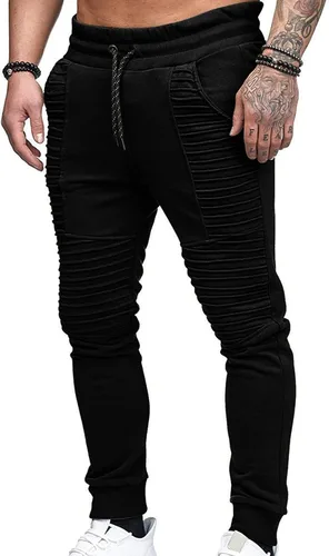 Vista 3 de Men's Casual Cargo Pants Hiking Pants Workout Joggers Sweatpants for Men, Men's Slim-Fit Stretch Cargo Pant, Men's Wild Cargo Pants A1_Black