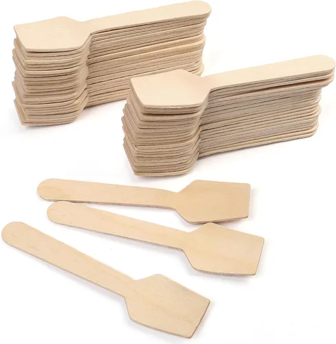 Vista 10 de LotFancy Mini Cucharas de Madera, Paquete de 100, 4 Pulgadas de Largo, Cucharas Desechables de Degustación y Muestreo, Cucharas Degustadoras