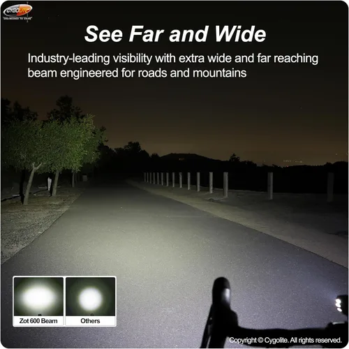Vista 3 de Cygolite Zot - Luz de bicicleta de 600 lúmenes - 8 modos de luz - Uso de día y noche - Compacta, duradera, IP67 resistente al agua - Montaje duro