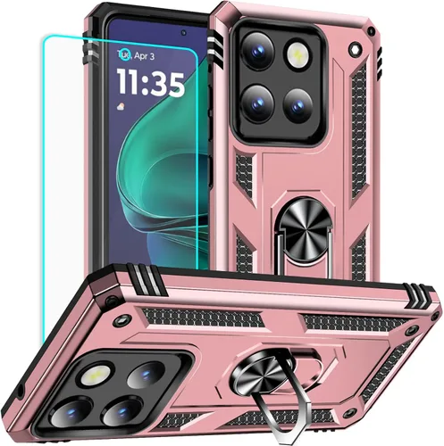 Vista 21 de Yiakeng Funda para Moto G Stylus 5G 2023, Motorola G Stylus 5G 2023 con protector de pantalla HD, fundas protectoras de grado militar con anillo