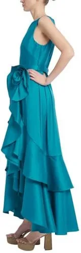 Vista 6 de Badgley Mischka Vestido con volantes en cascada con detalle de roseta