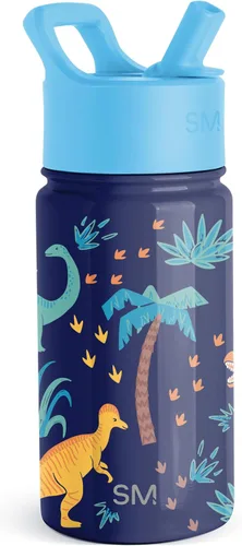 Vista 47 de Simple Modern Botella de agua para niños con tapa con pajilla, vaso aislado de acero inoxidable de 14 onzas para niños y a prueba de derrames