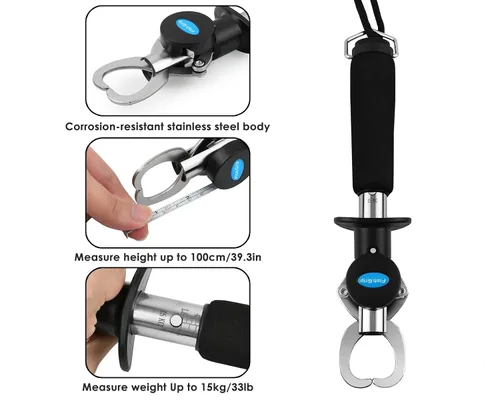 Vista 3 de Pinza de pescado con cinta métrica retráctil de pescado pinza de labios de pescado con escala para pesca