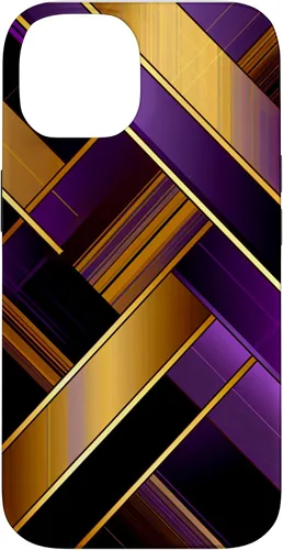 Vista 4 de Púrpura Negro Oro Plaid Patrón A Cuadros Amantes Caso Para iPhone 16