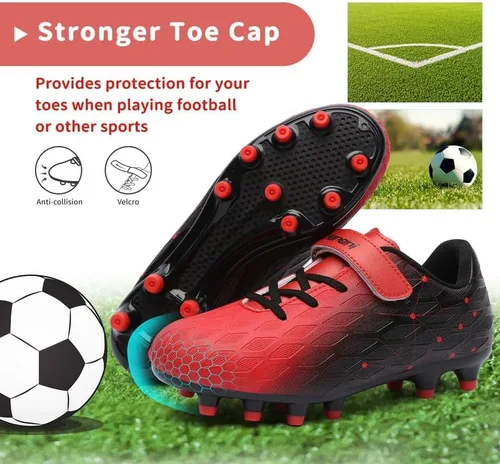 Vista 5 de Hanani Zapatos deportivos de fútbol para niños y niñas, FGAG FGAG, zapatos deportivos de entrenamiento para correr, para interiores y exteriores