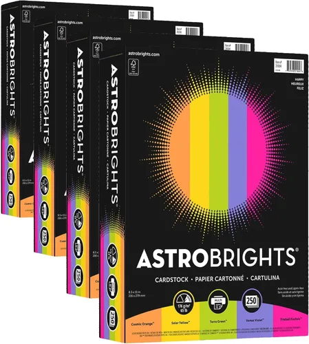 Vista 8 de Astrobrights® Cartulinas de Color, Colores Surtidos, Tamaño Carta (8.5" x 11"), 65 Lb, 30% Reciclado, Certificado FSC®, Paquete de 250