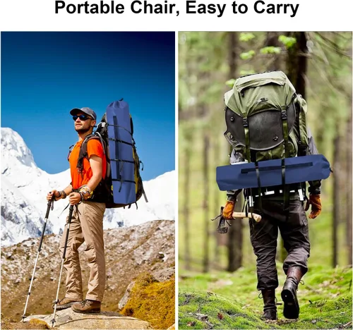 Vista 7 de Sillas Plegables de Camping Colapsables Silla de Césped Resistente con Bolsa para Refrescos, Bolsillo de Almacenamiento, Bolsa Impermeable Silla