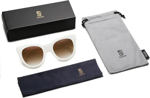 Vista 6 de SOJOS Gafas de sol retro de gran tamaño para mujer, estilo vintage, de moda, SJ2074