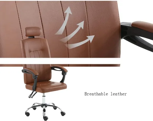 Vista 6 de Silla de oficina Silla de oficina Silla de escritorio ajustable en altura Silla de escritorio ergonómica de cuero PU Silla de computadora cómoda