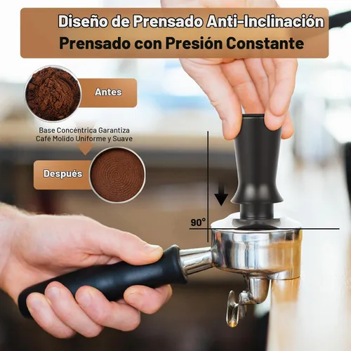 Vista 3 de Kit de Tamper de Espresso de 51 mm - Tamper de Café con Resorte, Nivelador Ajustable de Distribuidor de Espresso, Embudo Dosificador Magnético
