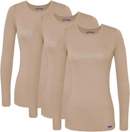 Vista 22 de Sivvan 3-Pack Women's Long-Sleeve Comfort Underscrub Tee, Scrubs Undershirts Aguamarina (Aquamarine)