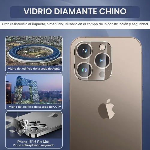 Vista 3 de 3 piezas de protector de lente de cámara trasera de vidrio templado para iPhone 16 Pro Max, iPhone 15 Pro Max - Protección completa HD transparente